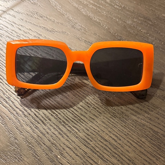 Bright Orange Frame Rectangular Sunglasses - Picture 2 of 7
